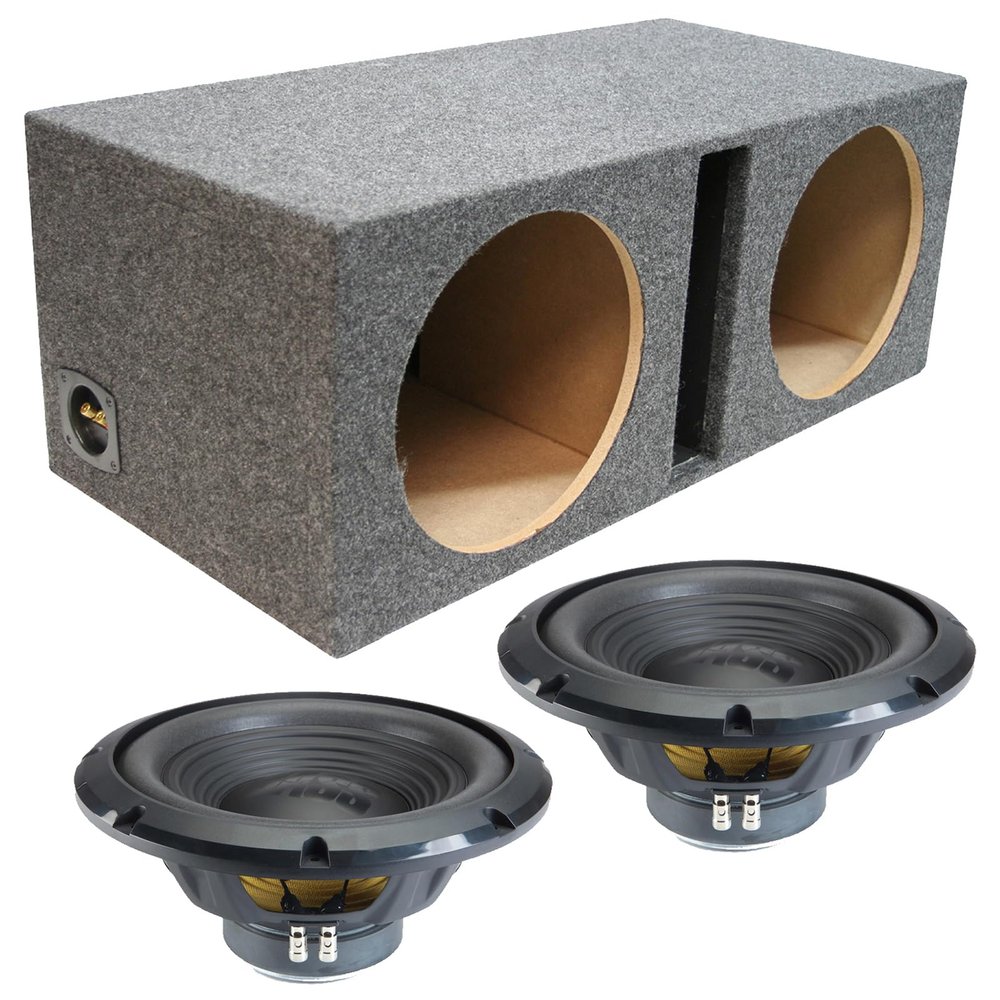 Alpine Universal Ported Dual 12" W12S4 Loaded Subwoofer Stereo Sub Box Enclosure Car Audio Bundle 500W RMS 4 Ohm