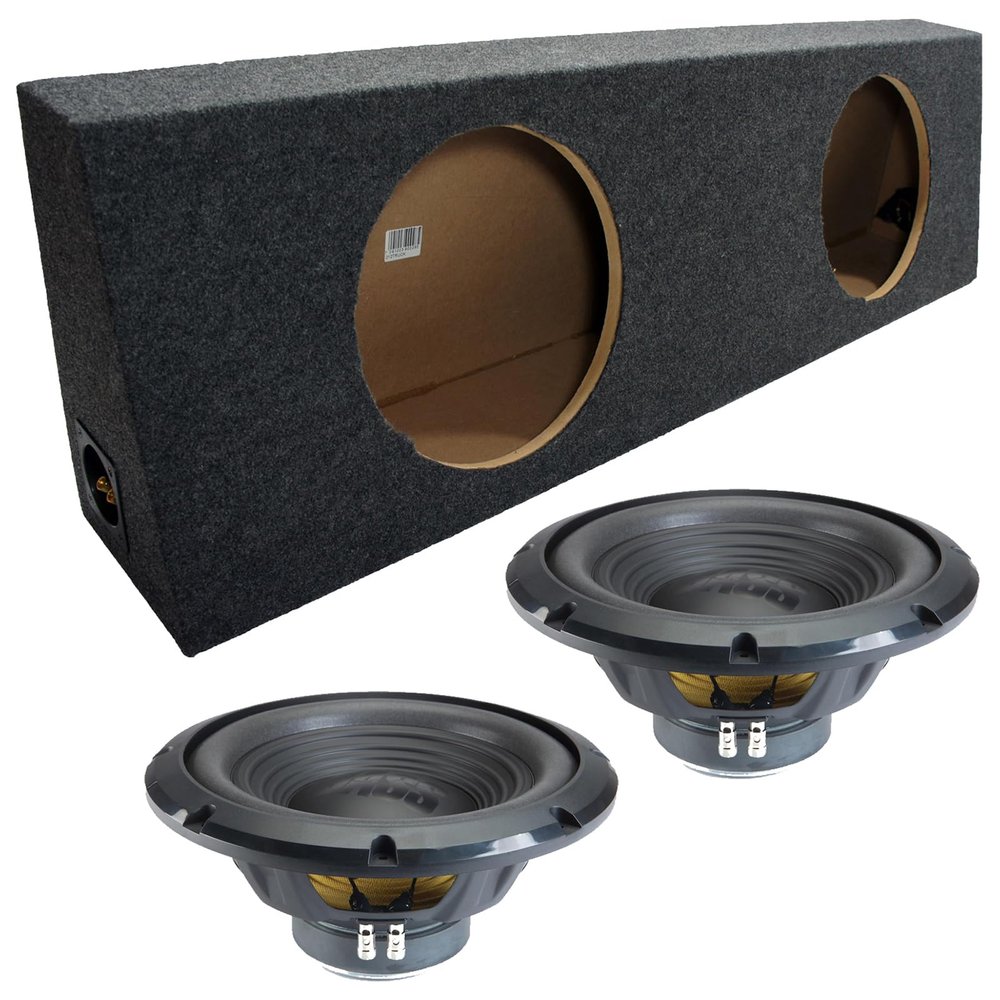 Alpine Regular Standard Truck Cab Sealed Dual 12" W12S4 Loaded Subwoofer Stereo Sub Box Enclosure Car Audio Bundle 500W RMS 4 Ohm