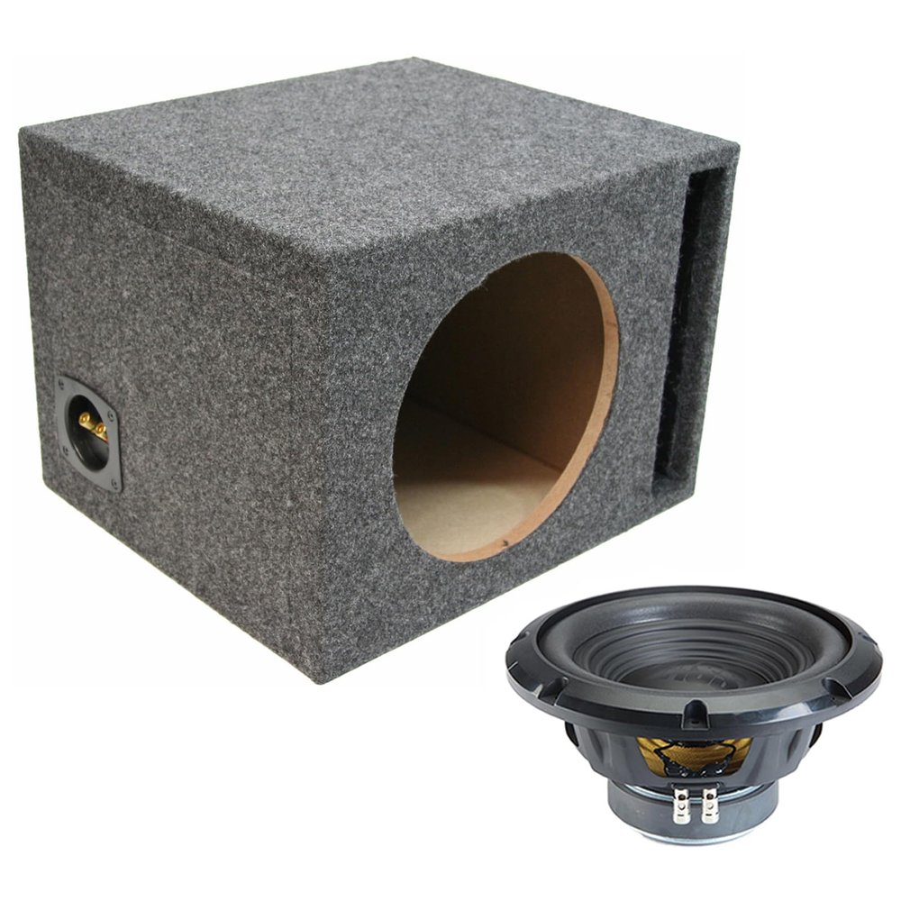 Alpine Universal Vented Stereo Single 10" W10S4 Loaded Subwoofer Sub Box Enclosure Car Audio Bundle 250W RMS 4 Ohm