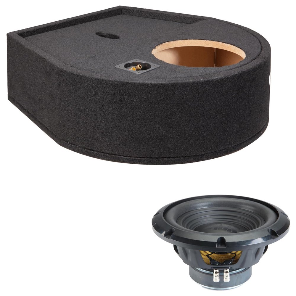 Alpine Universal Fit Replacement Spare Tire Sealed Single 10" W10S4 Loaded Subwoofer Stereo Sub Box Enclosure Car Audio Bundle 250W RMS 4 Ohm