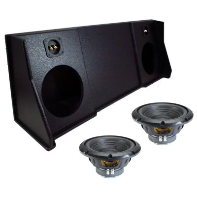 Alpine Compatible with 1994-2001 Dodge Ram Extended Cab Sealed Dual 10" W10S4 Loaded Subwoofer Stereo Sub Box Enclosure Rhino Coated Car Audio Bundle 500W RMS 4 Ohm