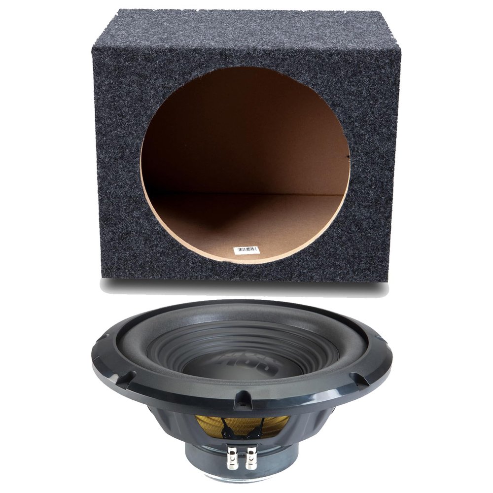 Alpine Slanted Hatchback Sealed Single 12" W12S4 Loaded Subwoofer Stereo Sub Box Enclosure Car Audio Bundle 250W RMS 4 Ohm