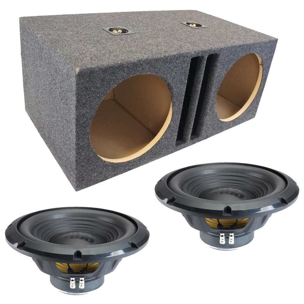 Alpine SPL Bass Labyrinth Ported Dual 12" W12S4 Loaded Subwoofer Stereo Sub Box Enclosure Car Audio Bundle 500W RMS 4 Ohm