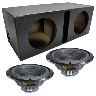 Alpine Universal Stereo Vented Dual 12" W12S4 Loaded Subwoofer Sub Box Enclosure Rhino Coated Car Audio Bundle 500W RMS 4 Ohm