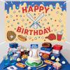 Baseball Happy Birthday Backdrop Ice Cream Drip Baseball Backdrop Banner Blue for Boys Girls Sports Theme Birthday Party Decors Supplies Photo Booth Props 5 * 3ft view 2