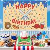 Baseball Happy Birthday Backdrop Ice Cream Drip Baseball Backdrop Banner Blue for Boys Girls Sports Theme Birthday Party Decors Supplies Photo Booth Props 5 * 3ft view 3