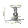 Ceiling Mount Bracket Projector Retractable arm Swivel Rotate tilt Adjustable Hanger pr01(Silver) view 3