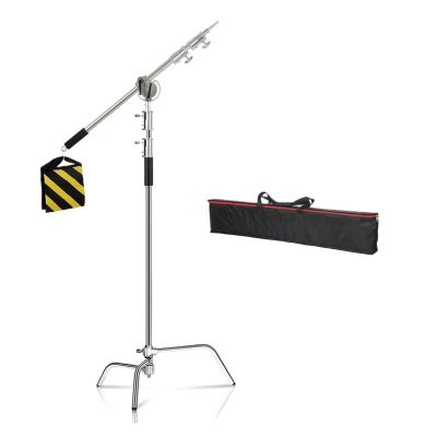 106cm-249cm Stainless Steel Cross arm Pole with Weight Bag Accessories Extension Pole Studio kit Light Stand(2.6M with Crossbar)