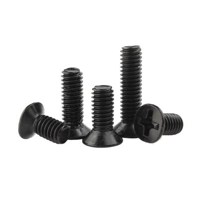 10/50pcs M2 M2.5 M3 M3.5 M4 M5 M6 M8 Carbon Steel GB819 Cross Flat Countersunk Head Screw Black Bolts(5mm,M1.4 x 50Pieces)