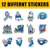 12pcs Blue Christmas Stickers Pack for Winter Lovers Kids Holiday Fans  Blue Santa Snowy House Mittens Sweater & Hot Cocoa Vinyl Decals for Water Bottles Laptops Notebooks and Xmas Gifts 7 Inches view 2