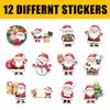 12pcs Santa Stickers Pack for Christmas Lovers, Kids Holiday Fans  Cute Santa Claus Snowman Reindeer & Gift Vinyl Decals for Water Bottles Laptops Notebooks and Xmas Season Accessories 2 Inches view 2