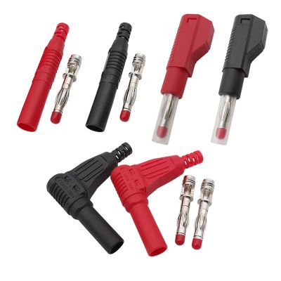 2Pcs Red Black 4mm Banana Assembly Connector Wire Soldering Type Test Leads Probe 4mm Banana Plugs Male Adapter(A)