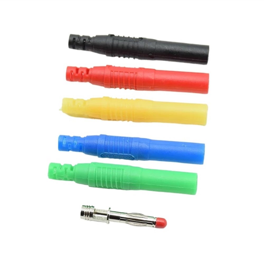 2pcs 4mm Male Banana Straight Insulated Wire Solder Connectors Instrument Test high Current Voltage Gauge(2pcs Blue)