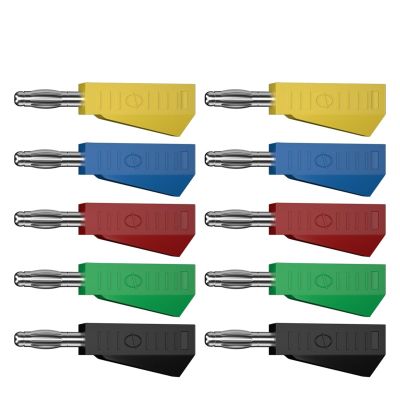 10PCS 4MM Stackable Banana Copper Nickel Plated Soldering Electrical Connector Q.10029(5 red 5 Black)