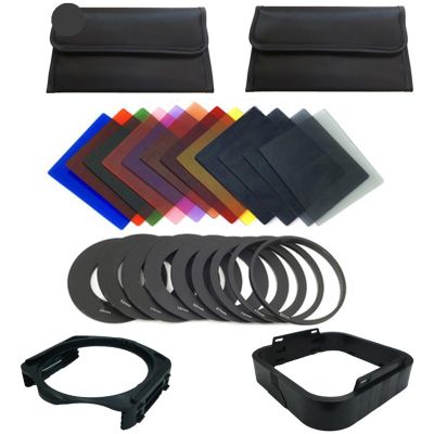 25 in1 12x Gradual Color Filter +Filter Holder+ 9pcs Adapter Ring+ Lens Hood +2 Cases for Cokin P Excellent