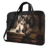 WZYWHJ 13 inch Husky on the book Printing Laptop Bag - with Soft Interior, Multiple Pockets - Ideal for Men, Travel and Business view 1