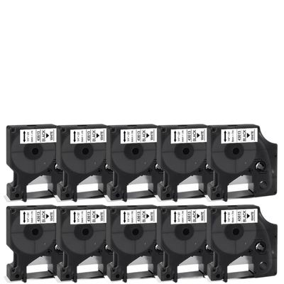 10PK 6mm Black On White Label Tape Compatible with Printer Supplies D1 Tapes 43613 43613 Replacement for 450 Duo Labeller