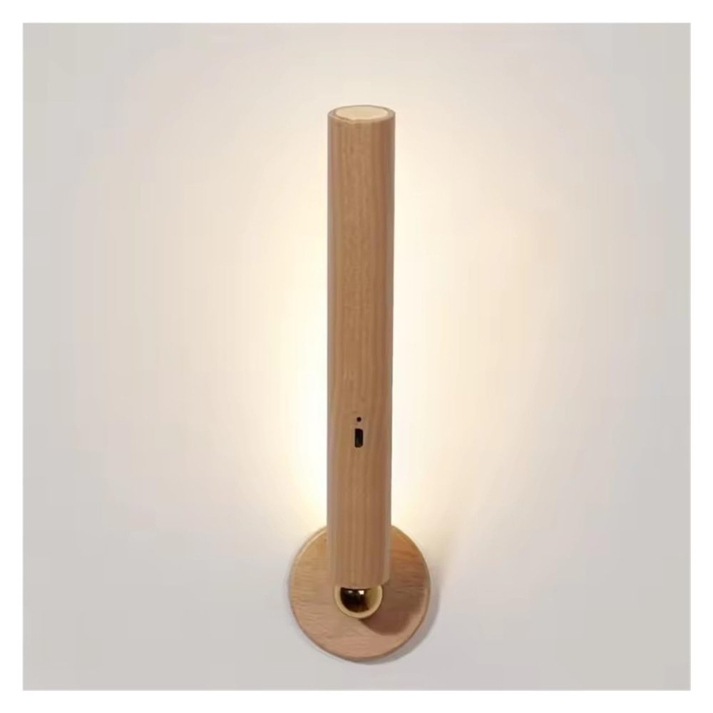 360 Rotatable Magnetic Wooden Wall Lamps - USB Rechargeable Touch Dimming LED Lights for Bedroom, Bedside & Home Ambient Lighting