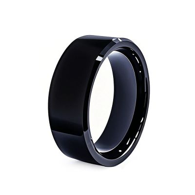 Edinruis RFID Rewritable Ring Black US#8(RFID Ring Dual Frequency in One Smart Ring 13.56MHz CUID&125KHz T5577 Access Key Cards Ceramic Smart Finger Ring Wear for Men or Women)