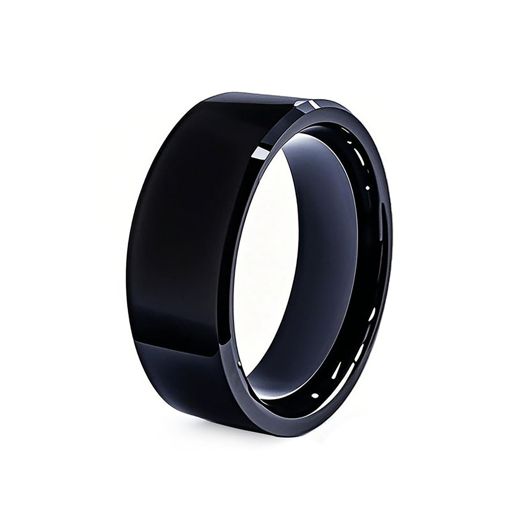 Edinruis RFID Rewritable Ring Black US#8(RFID Ring Dual Frequency in One Smart Ring 13.56MHz CUID&125KHz T5577 Access Key Cards Ceramic Smart Finger Ring Wear for Men or Women)