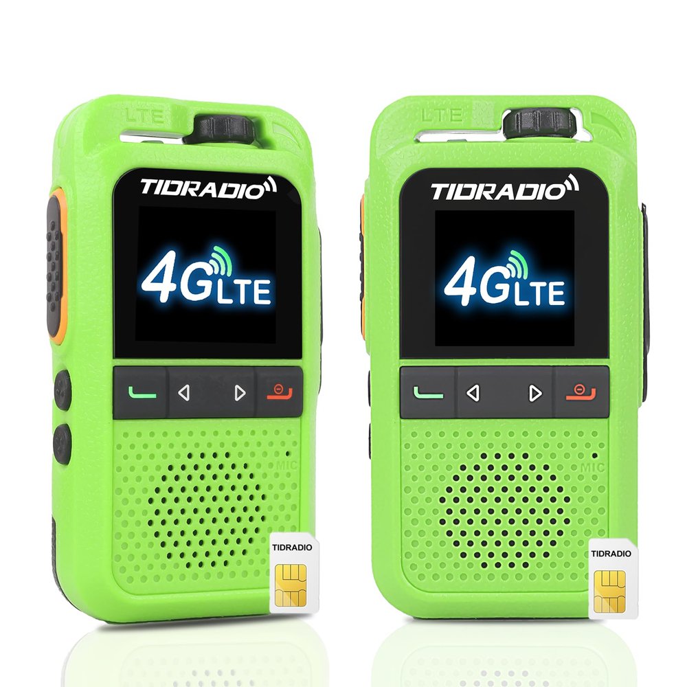 TIDRADIO TD-G100 Rapid Unlimited Range 4G LTE PoC Walkie Talkies Long Range with SIM Cards, Nationwide 5000 Miles Two Way Radios, Global PTT for Family, Logistics,Construction site,Green-2 Pack
