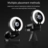 4K Auto Focuses Computer Camera Touch Control Rings Light 360 Rotatable Base Builts in Noise Reductions Mics for Live Streaming Video Calls Computer Camera for Live Streaming view 3