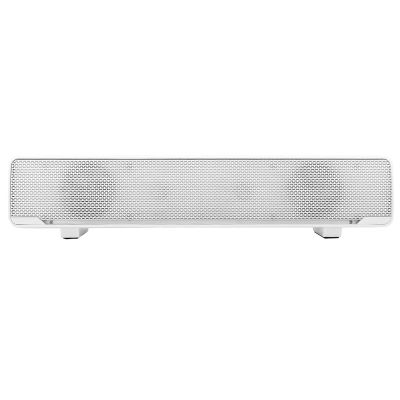 Aramox USB Computer Speaker, Wired Mini with 3.5mm Aux, Portable Stereo Subwoofer for TV PC Laptop Desktop Cellphones Tablets, Lightweight Plastic Body with Blue LED (White)