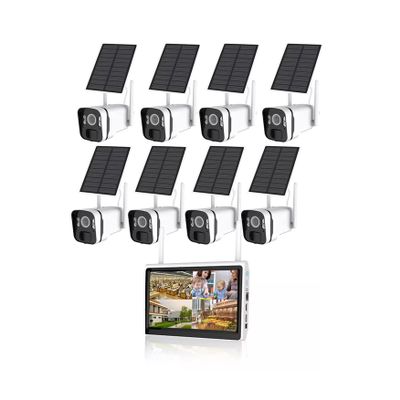 AKAVIG 4MP Solar Wireless Security Security System(Monitor NVR, 8 Cameras with Solar Panels, 2T Hard Disk), Home Surveillance Cameras Kit with Color Night Vision, 2-Way Audio, and Motion Detection