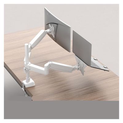 ADBWEKKF Dual-screen monitor stand robotic arm laptop cantilever one-to-two desktop heightening and lifting two-in-one(White)