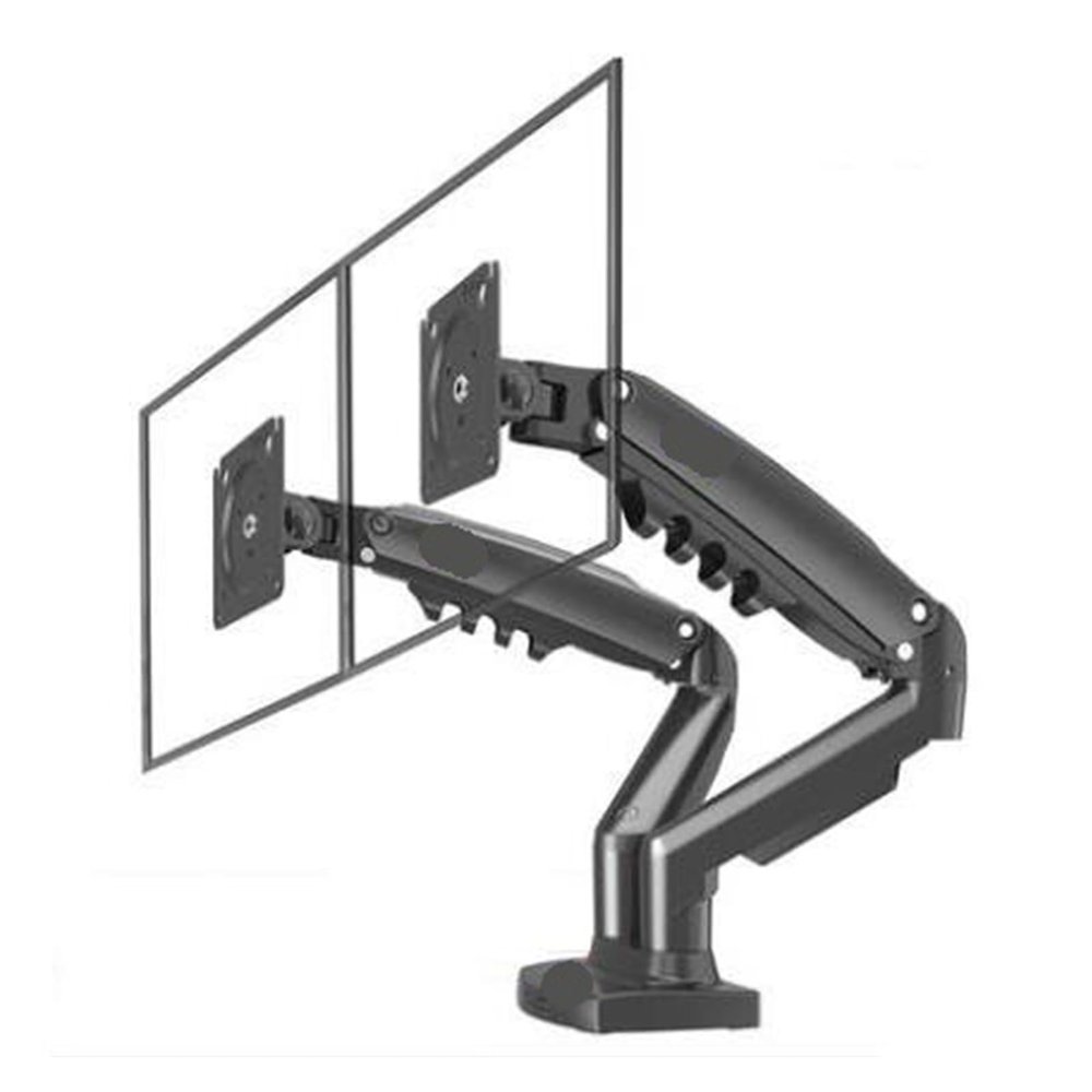 ADBWEKKF F160 Gas Spring 360 Degree Desktop 17" - 27" Dual Monitor Stand Arm Monitor Mount Bracket Each Holds 2-9kg(Black)