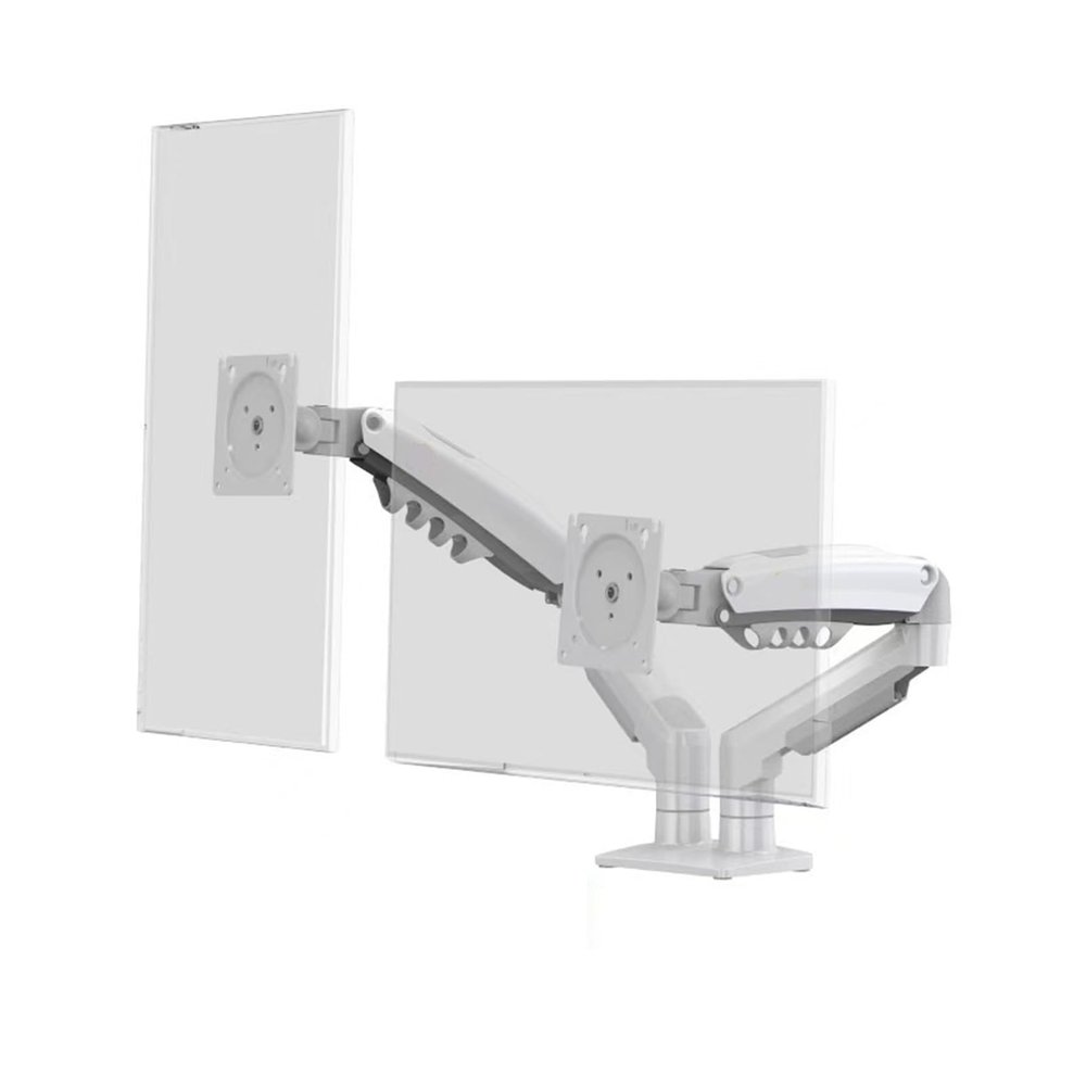 ADBWEKKF F160 monitor stand dual screen non-hole base universal telescopic rotating lifting and heightening bracket(White)