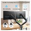 ADBWEKKF Dual Monitor Stand Fully Adjustable Monitor Desk Mount Swivel Bracket with C-Clamp for 13 to 32 Inch Computer Screens(Black) view 3