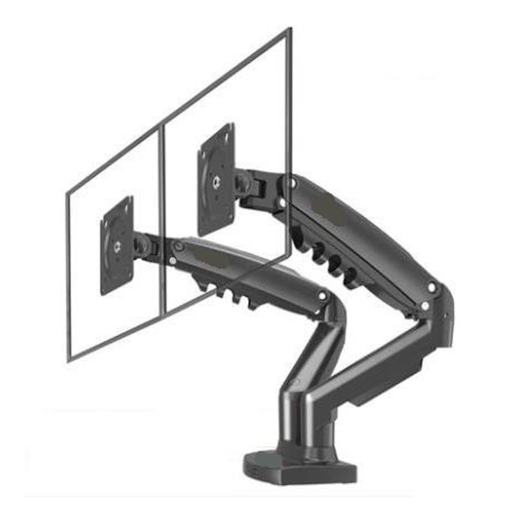 ADBWEKKF F160 Gas Spring 360 Degree Desktop 17" - 27" Dual Monitor Stand Arm Monitor Mount Bracket Each Holds 2-9kg(Black)