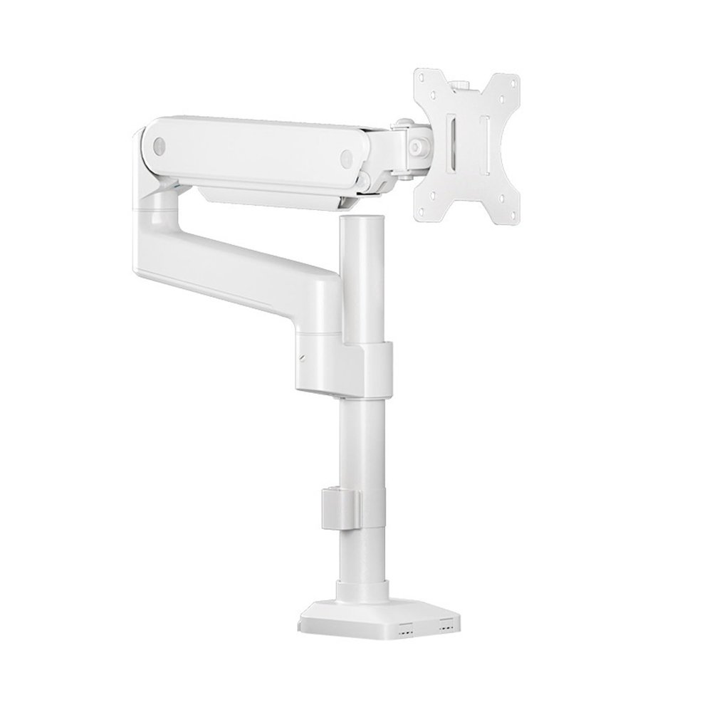 ADBWEKKF Computer monitor stand arm T8-1B desktop simple screen desktop non-hole universal rotating telescopic bottom(White)