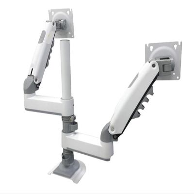 ADBWEKKF H180 Dual Monitor Table Stand Gas Spring 17" - 27" LCD TV Stand Double Arm Clamping Bracket 2-9kg Each(White)