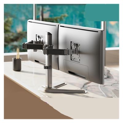 ADBWEKKF Desk clip-type computer rotating lifting telescopic dual-screen monitor stand 23/24/27 inches desktop heightening shelf(Base mounted)