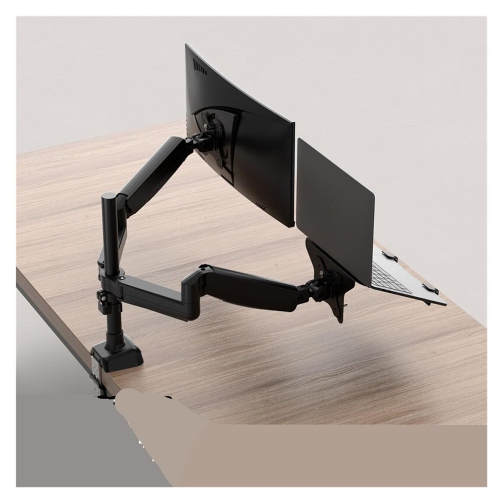 ADBWEKKF Laptop stand, robotic arm, computer suspended desktop screen lifting and heightening tray, cantilever dual screen two-in-one(Black)