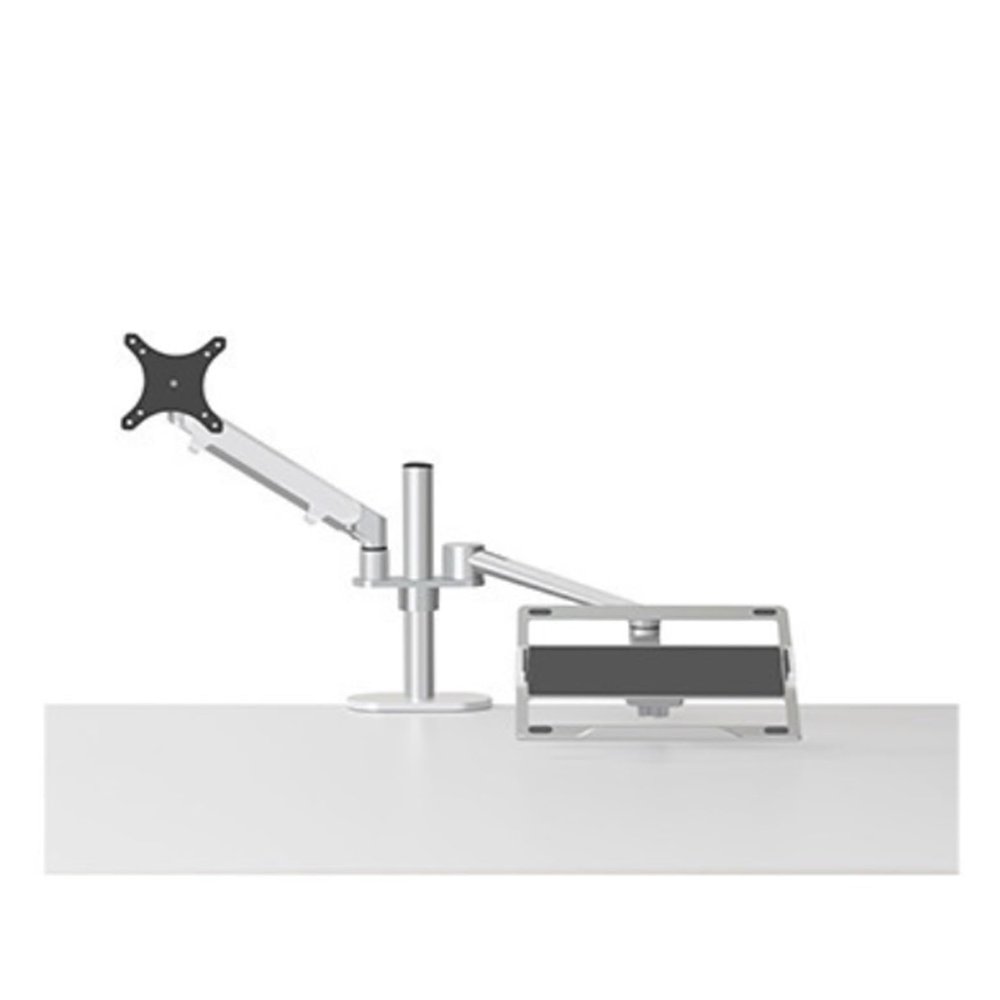 ADBWEKKF Laptop stand monitor stand dual-screen office lifting and heightening bracket type punch-free 32-inch(Silver)