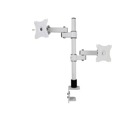 ADBWEKKF 14-24 inch upper and lower dual-screen LCD monitor lifting telescopic rotating height increasing clamp table stand(White)