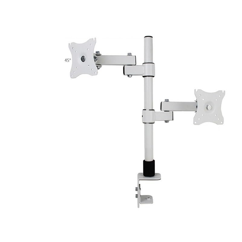 ADBWEKKF 14-24 inch upper and lower dual-screen LCD monitor lifting telescopic rotating height increasing clamp table stand(White)
