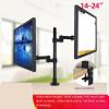 ADBWEKKF 14-24 inch upper and lower dual-screen LCD monitor lifting telescopic rotating height increasing clamp table stand(White) view 3