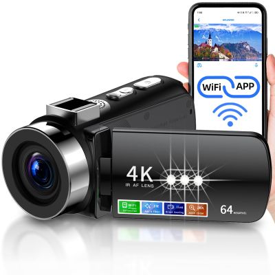 novzzovaz 4K Video Camera Camcorder Ultra HD 64MP Vlogging Camera for YouTube 28X Digital Zoom 270 Rotation Screen 3.0" Vlog Camera with Night Vision Video Recorder with WiFi Connection