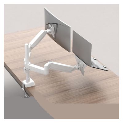 ADBWEKKF Laptop stand, robotic arm, computer suspended desktop screen lifting and heightening tray, cantilever dual screen two-in-one(White)