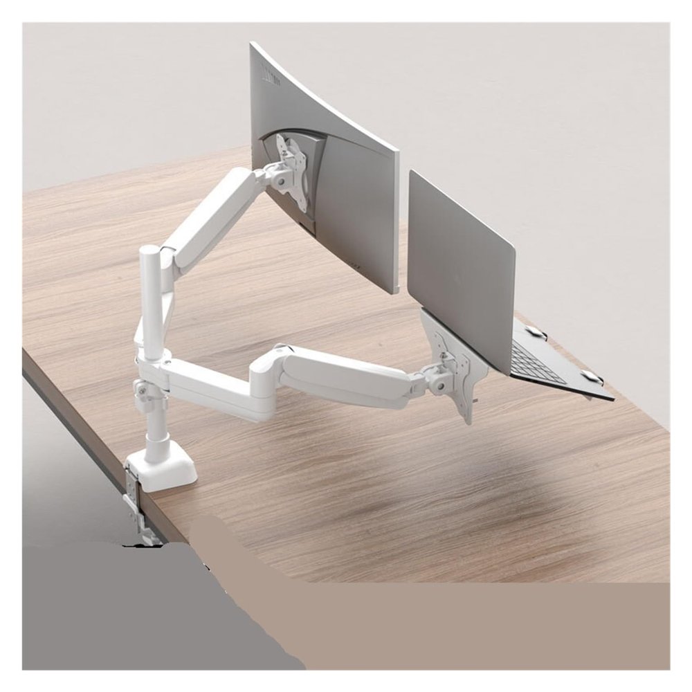 ADBWEKKF Laptop stand, robotic arm, computer suspended desktop screen lifting and heightening tray, cantilever dual screen two-in-one(White)