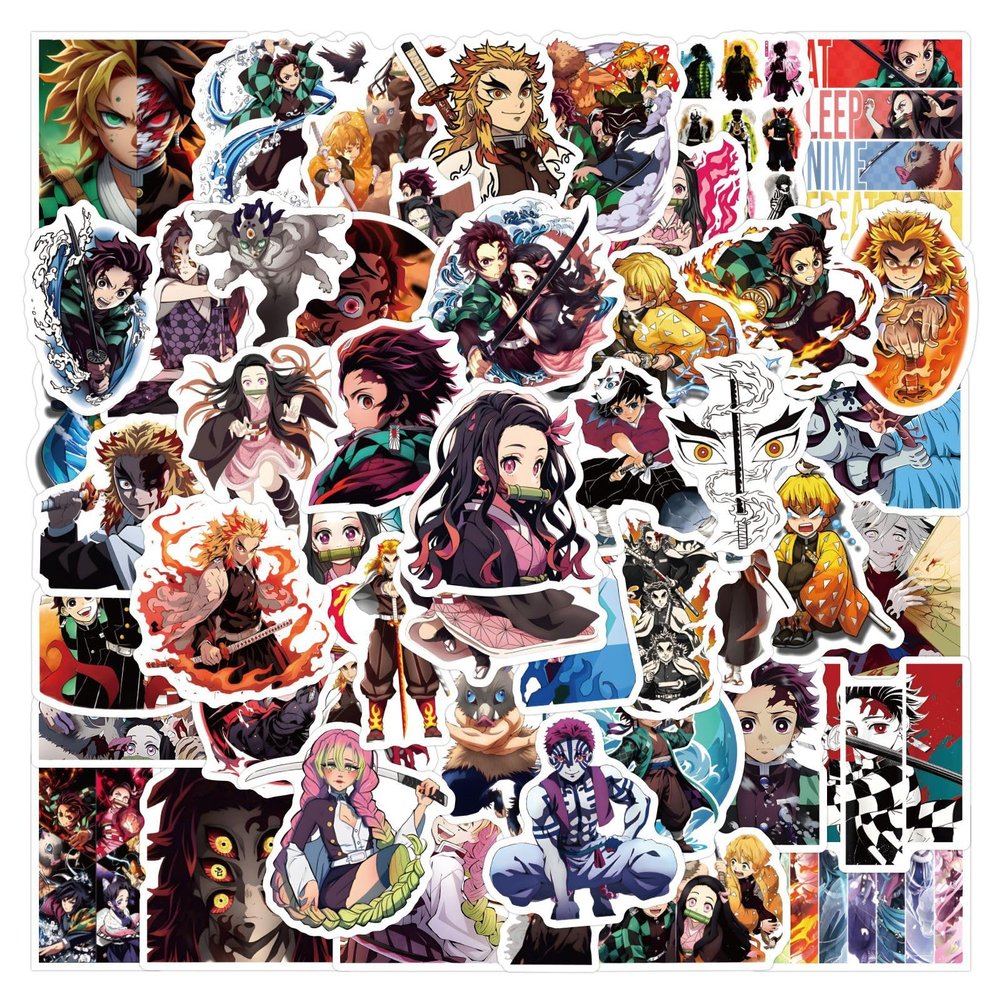105pcs Demon Anime Slayer Stickers for Kids,Cartoon Demon Anime Slayer Stickers, Vinyl Sticker for Water Bottle Laptop Phone Scrapbooking for Adults Teens for Party Supply Favor Decor