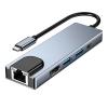 5 Ports USB C Hub to 4K HDMI-Compatible Docking Station RJ45 100M Splitter 3.0 High Speed Adapter for(Beige) view 1