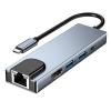 5 Ports USB C Hub to 4K HDMI-Compatible Docking Station RJ45 100M Splitter 3.0 High Speed Adapter for(Beige) view 2