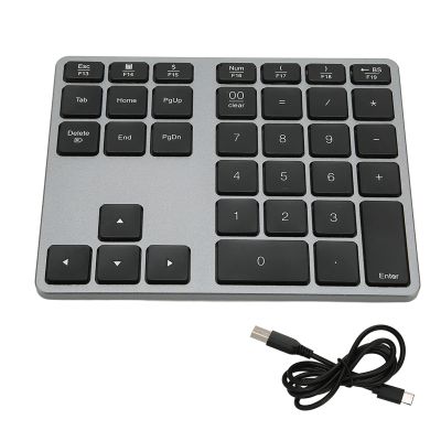 Greensen Wireless Number Pad, 35 Keys Scissor Switch BT5.0 Aluminium Alloy Case Numeric Keypad with Type C Cable for OS X Laptop System Desktop Tablet