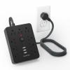 Power Strip Surge Protector with 9 Ac Outlets,3 USB & 2 Type-C,5ft Cable,Weaving Thread,45 tilt Plug,Black view 1