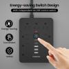 Power Strip Surge Protector with 9 Ac Outlets,3 USB & 2 Type-C,5ft Cable,Weaving Thread,45 tilt Plug,Black view 3